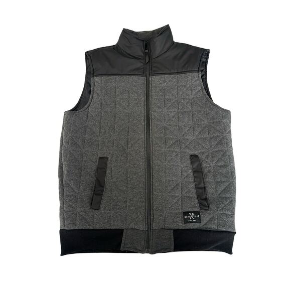 Marc Ecko Cut & Sew Quilted Vest Mens Size M Gray Tweed Insulated Full Zip - Picture 1 of 8